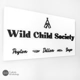 Wild Child Society Kids Personalized Sign - Black and White