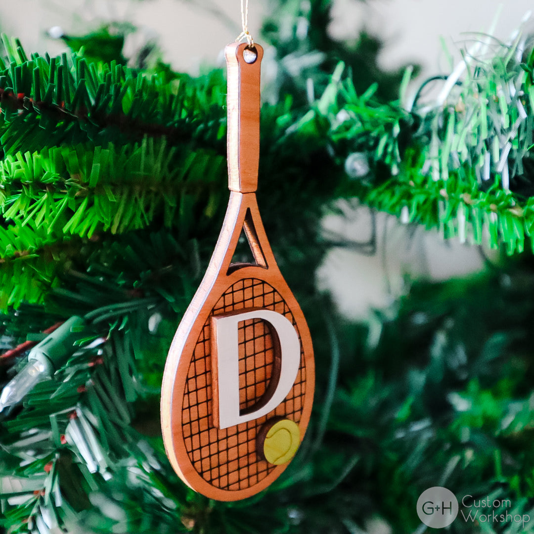 Personalized Tennis Rackets And Ball Sporty Ornament