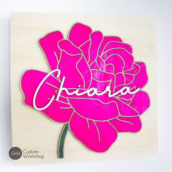 Personalized Flower Wooden Name Sign- Kids Decor