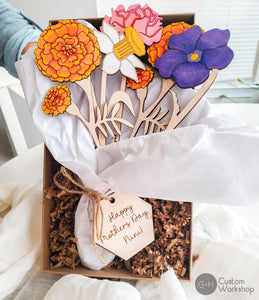 Personalized Wooden Flowers- Design your Bouquet- 3 Stems