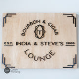 Personalized Liquor and Cigar Lounge Wood Sign