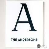 Personalized Last Name Letter Sign - Black and White