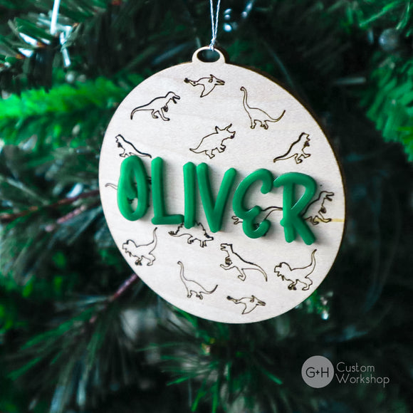 Personalized Dinosaur Engraved Ornament