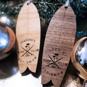 Wooden Surfboard Ornament 